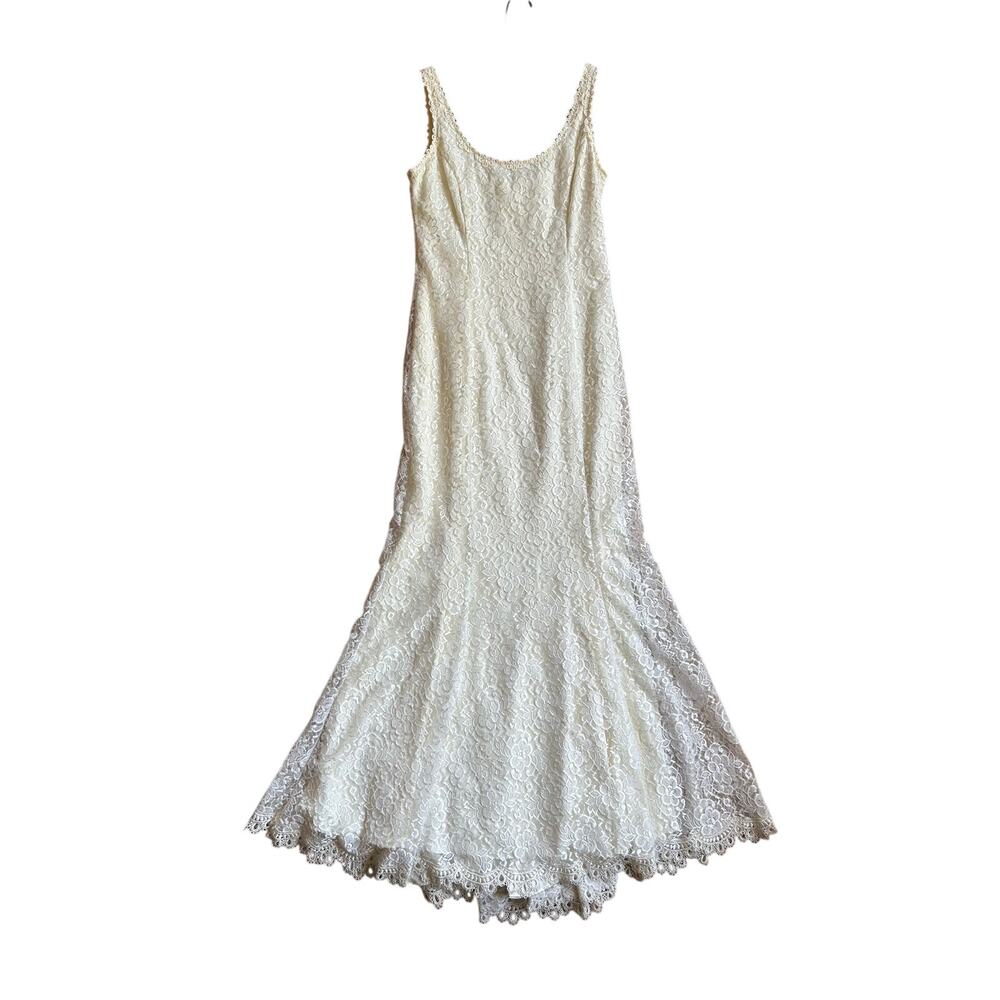 Vintage Lace Jessica McClintock Bridal Gown Dress size 10 off white trumpet